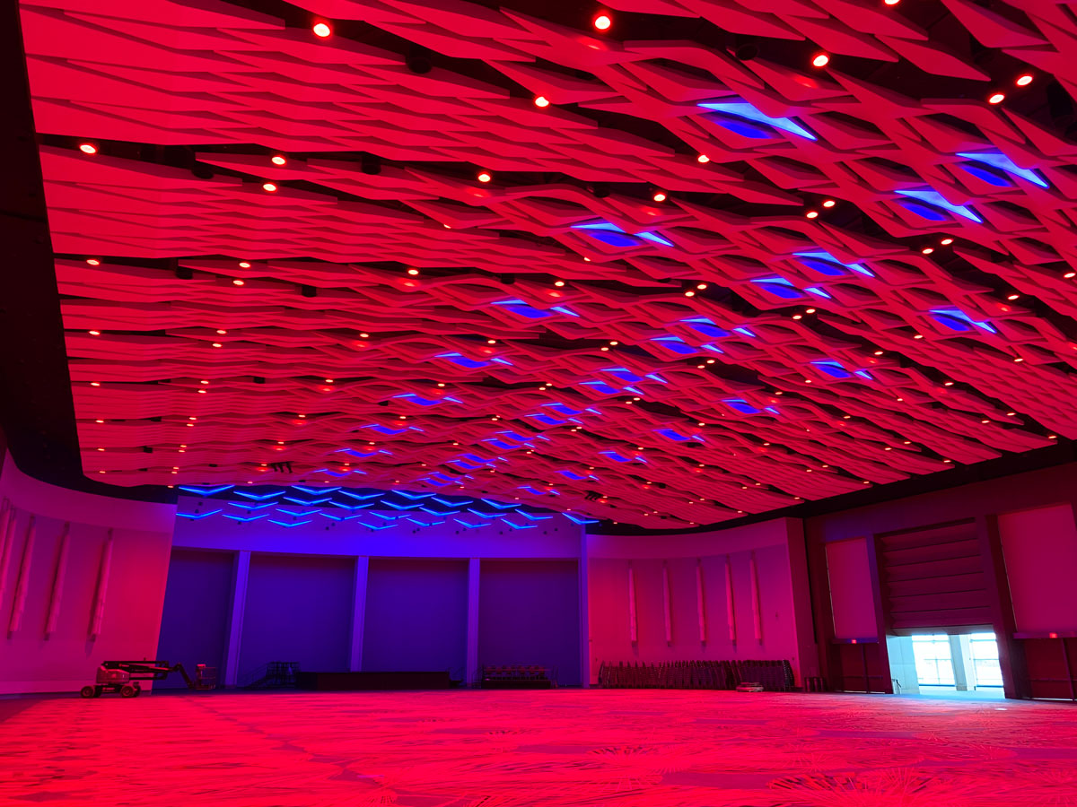 Conference Center - Chromabeams Lighting Red